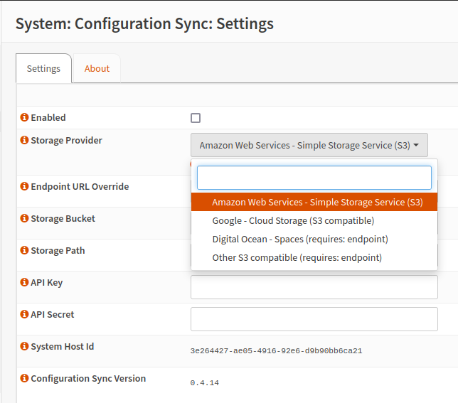 Configuration Sync Settings