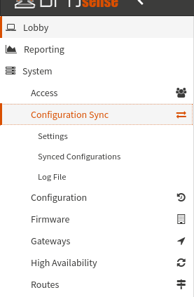 Configuration Sync Menu